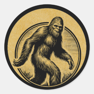 Sticker Rond Randonnée avec Bigfoot