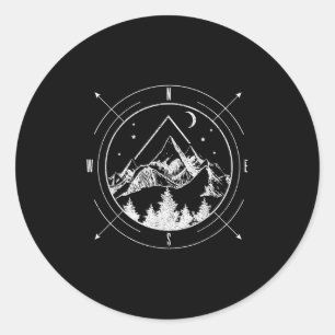 Sticker Rond Randonnée Camping Montagnes Comp Hiker Camper Exté