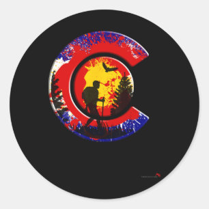 Sticker Rond Randonnée Colorado 14ers Randonneur des montagnes