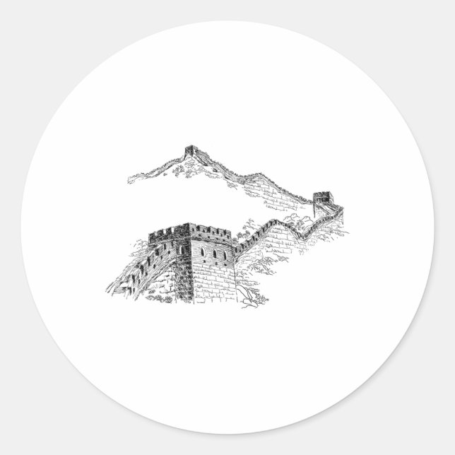 Sticker Rond Randonnée Grande Muraille Chine Explorer les plus  (Devant)