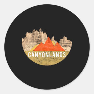 Sticker Rond Randonnée montagneuse vintage Usa - Canyonlands Na