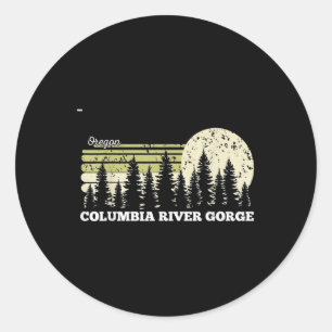 Sticker Rond Randonnée Oregon Gorge du fleuve Columbia Arbres N