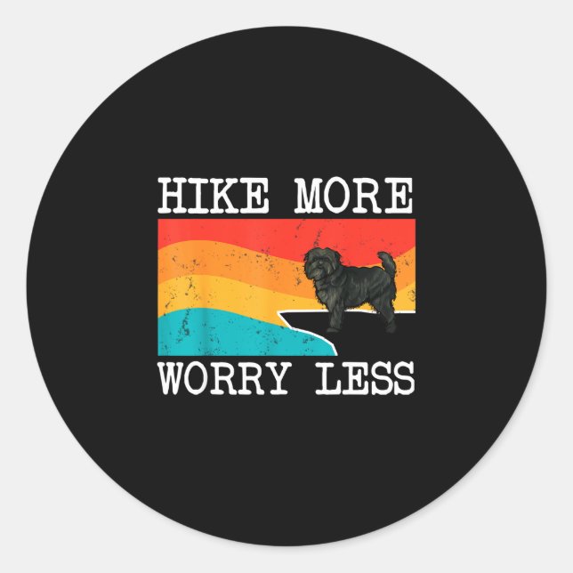 Sticker Rond Randonnée plus soucis moins affenpinscher graphiqu (Devant)