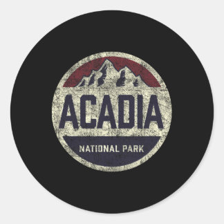 Sticker Rond Randonnée Rétro Parc National d'Acadie Montagne Vi