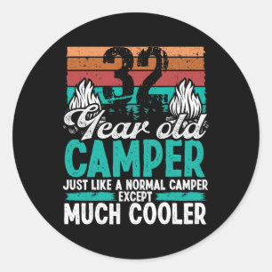 Sticker Rond Randonneur de 32 ans scouting camping vintage 32 B