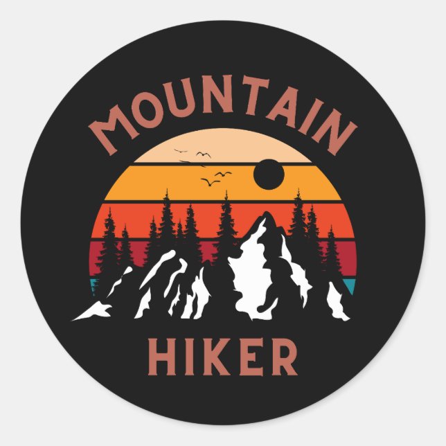 Sticker Rond Randonneur en montagne (Devant)