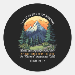 Sticker Rond Randonneur religieux Je lève les yeux vers les mon