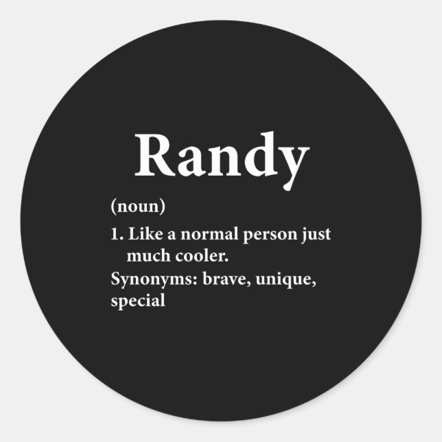 Sticker Rond Randy Name Definition Funny D  (Devant)