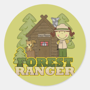 Sticker Rond Ranger Forêt - Brunette Girl