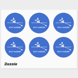 Sticker Rond Rangez plus amusant ramer les sports bleu