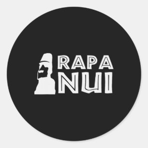 Sticker Rond Rapa Nui Moai Pâques Île Polynésie Joyeux Pâques
