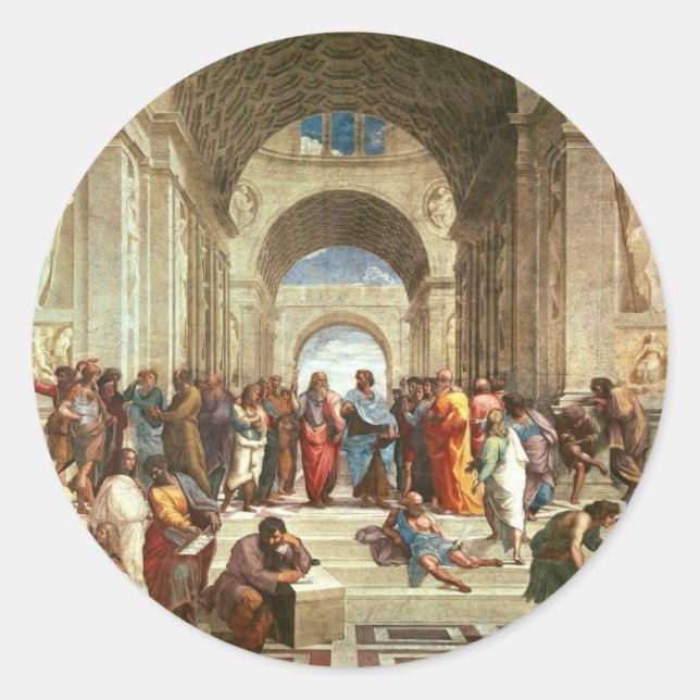 Sticker Rond Raphael - L'École d'Athènes (Devant)
