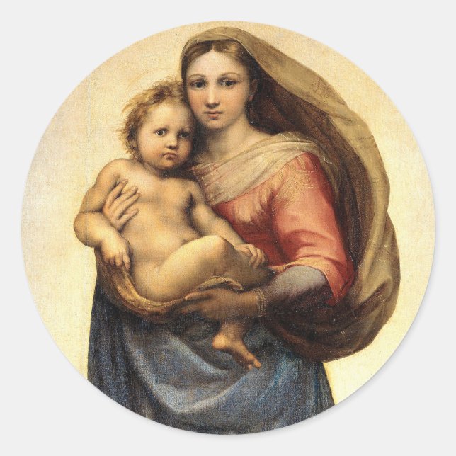 Sticker Rond Raphael Madonna et Christ Child ... 1512 (Devant)