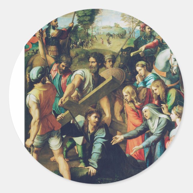 Sticker Rond Raphael Spasimo Christ Tombe Sous La Croix Art (Devant)