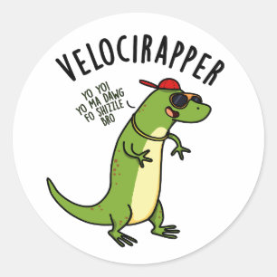 Sticker Rond Rapide-rappeur Blague de dinosaure drôle
