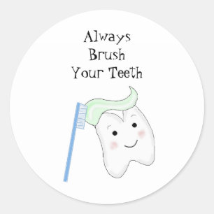 Sticker Rond Rappel de brossage des dents