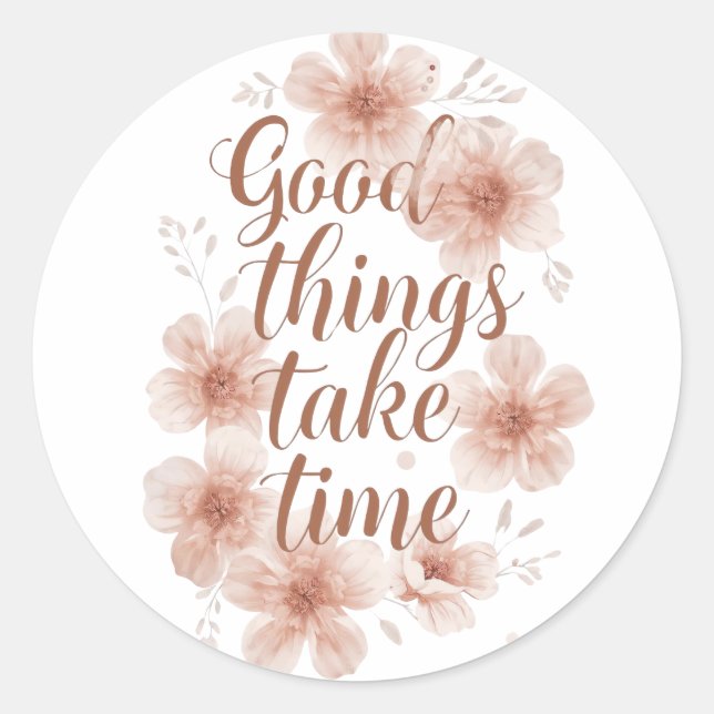 Sticker Rond Rappel doux avec des florales douces (Devant)