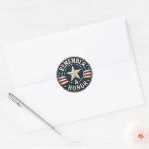 Sticker Rond Rappelez-vous et honorez l'ancien Memorial Day pat