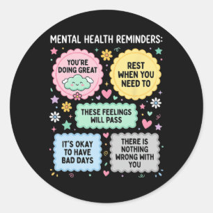 Sticker Rond Rappels de santé mentale Mois de la sensibilisatio