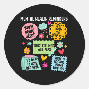 Sticker Rond Rappels de santé mentale Mois de sensibilisation à