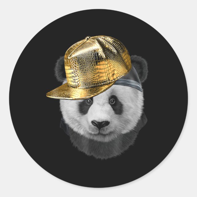 Sticker Rond Rapper Giant Panda En Casquette Hip hop (Devant)