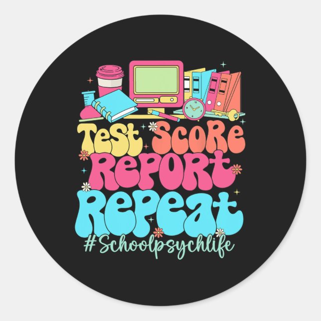 Sticker Rond Rapport de note de test Répéter Retour à l'école P (Devant)