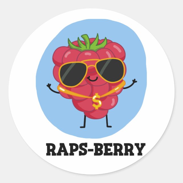 Sticker Rond Raps-berry Funny Rapper Raspberry Pun (Devant)