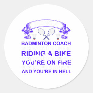 Sticker Rond Raquette Badminton Avec Navette Pour Badminton