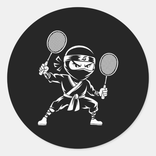 Sticker Rond Raquette de navette - Joueur d'équipe Dminton Ninj (Devant)