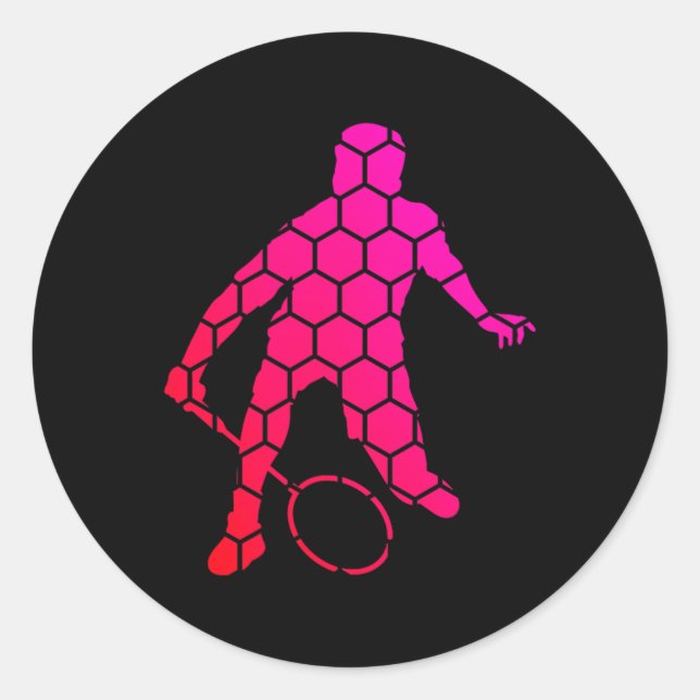 Sticker Rond Raquette Femmes Hommes Badminton Shuttle  (Devant)