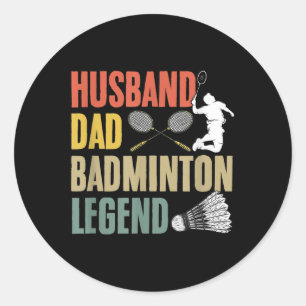 Sticker Rond Raquette Navette Sport Hobby Mari Papa Badminton L