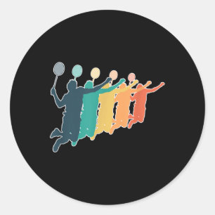 Sticker Rond Raquette rétro de Badminton