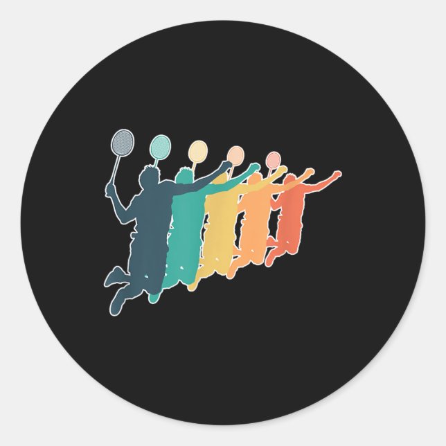 Sticker Rond Raquette rétro de Badminton (Devant)