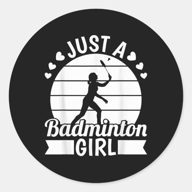 Sticker Rond Raquette Volant de badminton - Juste Un Badminto (Devant)