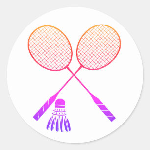 Sticker Rond Raquettes Badminton Shuttlecock Birdie Ombre