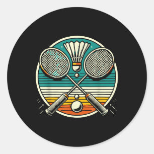 Sticker Rond Raquettes de badminton vintage Navette Raquettes c