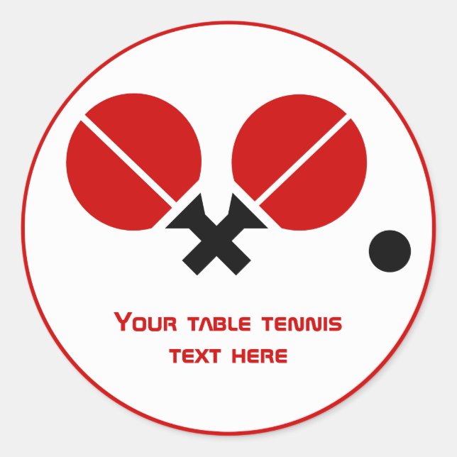 Sticker Rond Raquettes de ping-pong de table et boule noir, rou (Devant)