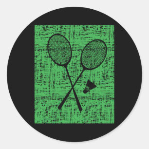 Sticker Rond Raquettes Et Navette vintages En Badminton