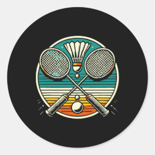 Sticker Rond Raquettes vintages Badminton Navette Raquettes Cro