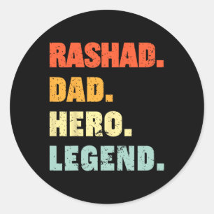 Sticker Rond Rashad Papa Héros Légende Nom Personnalisé Fa
