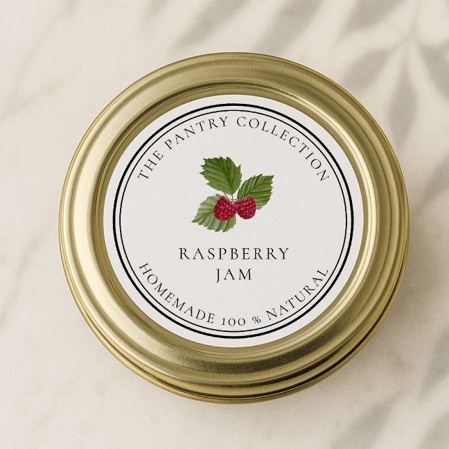 Sticker Rond RASPBERRY Jam Étiquettes, Jar Étiquettes, Pantry É (Créateur téléchargé)