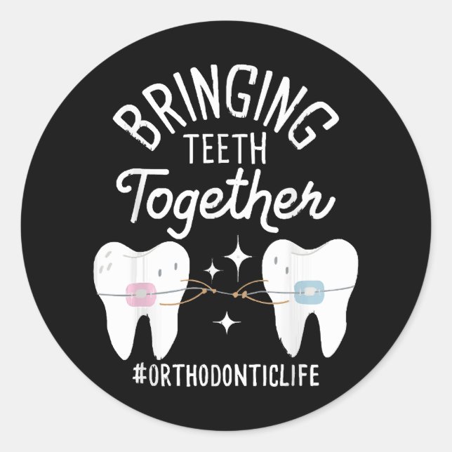 Sticker Rond Rassembler les dents - Orthodontiste (Devant)