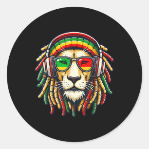 Sticker Rond Rasta Reggae Music Lion Jamaïque