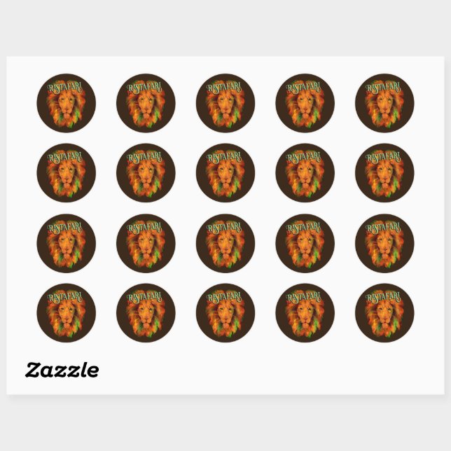 Sticker Rond Rastafari (Lion rastafarien de Reggae) (Feuille)