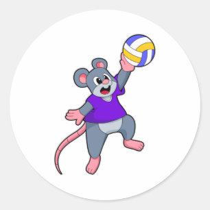 Sticker Rond Rat au Volleyball Sports