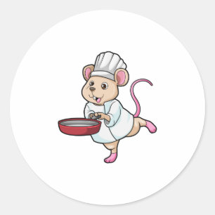 Sticker Rond Rat comme Cuire avec Pan & Cuisine casquette