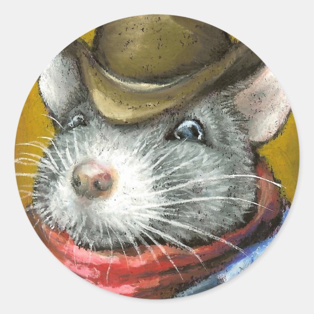 Sticker Rond rat cowboy (Devant)