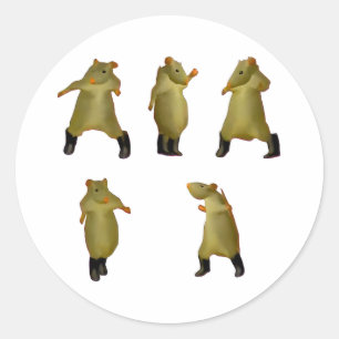 Sticker Rond Rat Dance Mème 2025 Funny Trendy #ratdance
