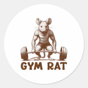 Sticker Rond Rat de gym Fitness Bodybuilding Drôle de gym Worko