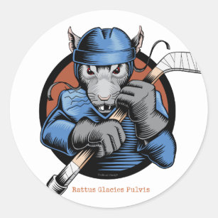 Sticker Rond Rat d'hockey